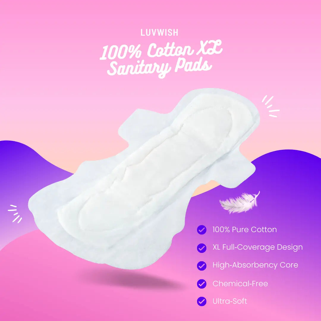 100% Cotton XL Sanitary Pads | Chemical‑Free, High‑Absorbency (20 Pads)