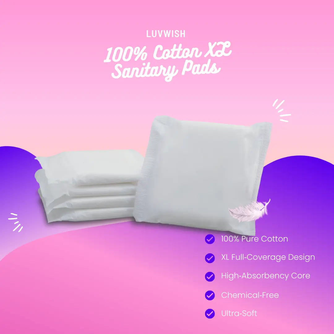 100% Cotton XL Sanitary Pads | Chemical‑Free, High‑Absorbency (20 Pads)
