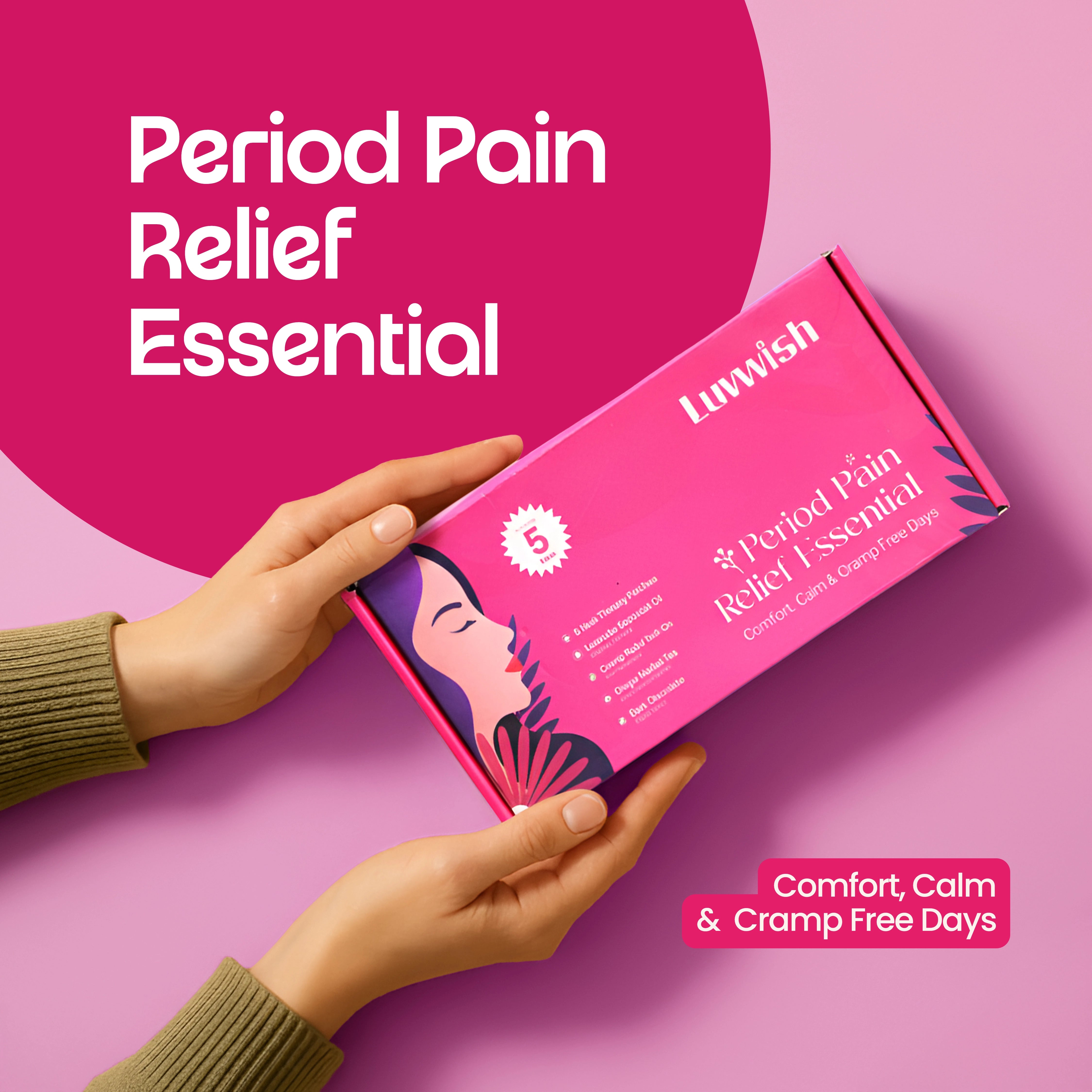 Cramp Relief Essentials Kit | 5-in-1 Comfort Pack for Instant Period Pain Relief & Monthly Wellness
