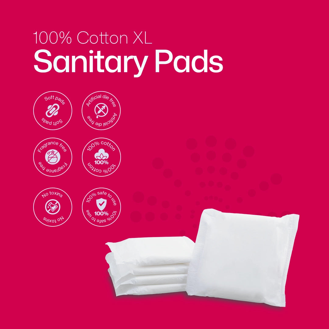 100% Cotton XL Sanitary Pads | Chemical‑Free, High‑Absorbency (20 Pads)